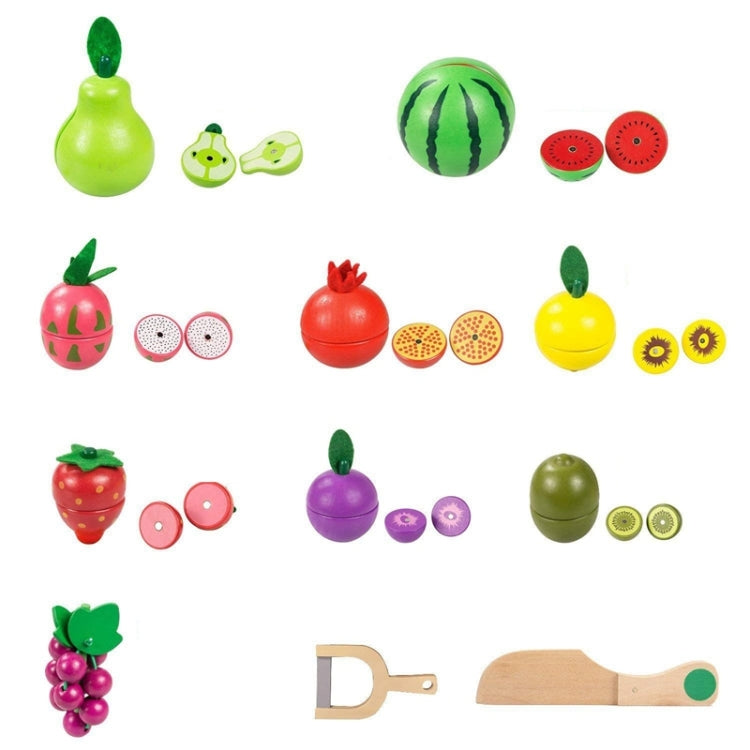 Frutta e verdura tagliate magnetiche in legno per bambini Giochi da cucina per bambini con musica da taglio, YLB-14 PCS Vegetable Basket, YLB-12 PCS Fruit Basket