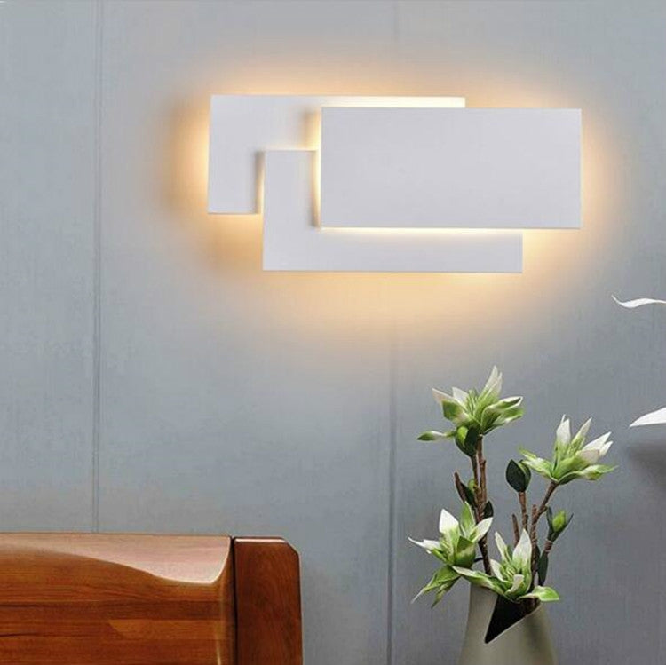 Creativo semplice camera da letto comodino soggiorno ristorante hotel sala studio corridoio corridoio luce LED torre pila lampada da parete, Black circle 18W, White circle 18W, Black square 18W, White square 18W