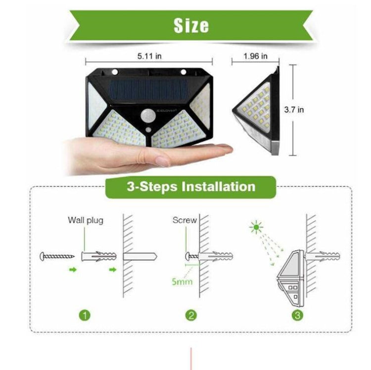 Lampada da parete solare a induzione 100 LED esterni