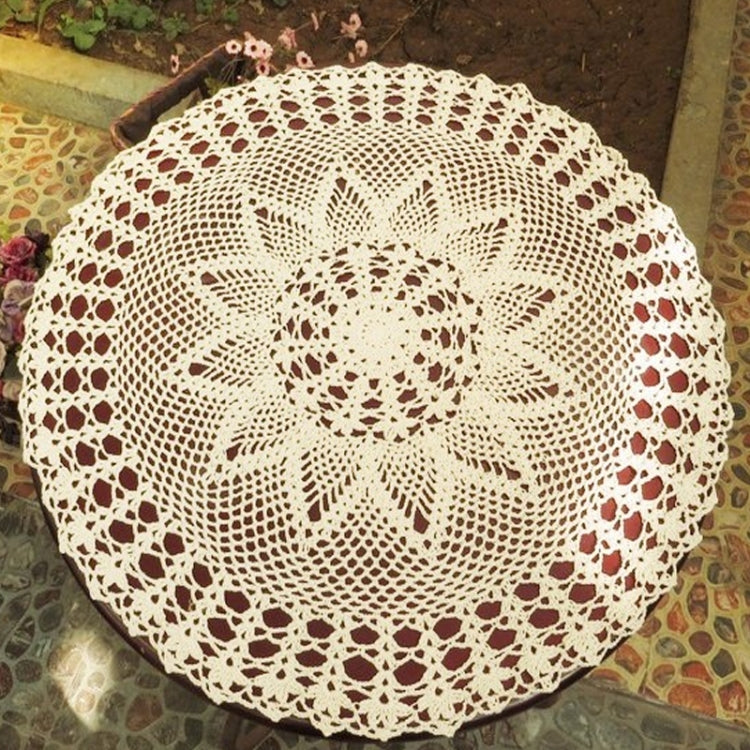 Tovaglia rotonda tessuta traforata di pizzo di cotone Mori da giardino fiorito fatta a mano squisita, 60cm Diameter