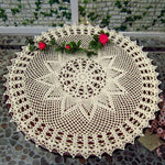 Tovaglia rotonda tessuta traforata di pizzo di cotone Mori da giardino fiorito fatta a mano squisita, 60cm Diameter