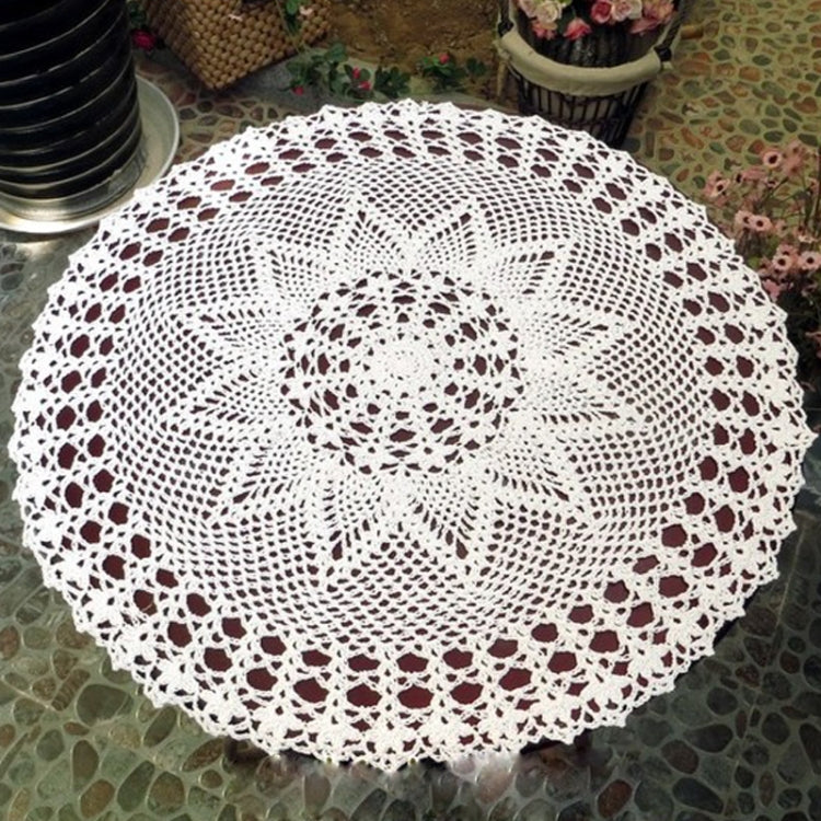 Tovaglia rotonda tessuta traforata di pizzo di cotone Mori da giardino fiorito fatta a mano squisita, 60cm Diameter