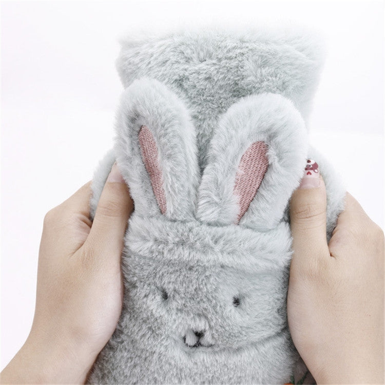 Borsa per acqua calda in peluche, borsa per acqua calda con lavaggio a forma di coniglio