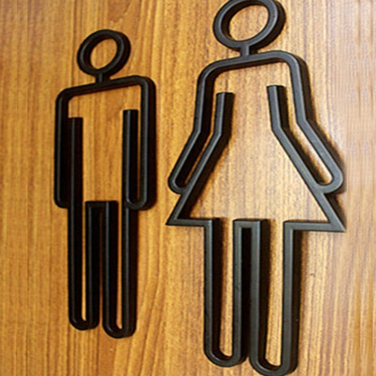 2 simboli in acrilico per WC, con retro adesivo, per porta del WC, per hotel, Toilet Sign(Black), Toilet Sign(Silver), Toilet Sign(Gold)