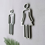 2 simboli in acrilico per WC, con retro adesivo, per porta del WC, per hotel, Toilet Sign(Black), Toilet Sign(Silver), Toilet Sign(Gold)