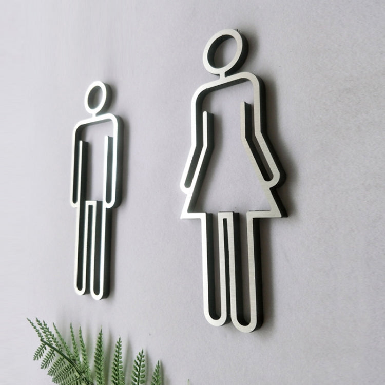 2 simboli in acrilico per WC, con retro adesivo, per porta del WC, per hotel, Toilet Sign(Black), Toilet Sign(Silver), Toilet Sign(Gold)