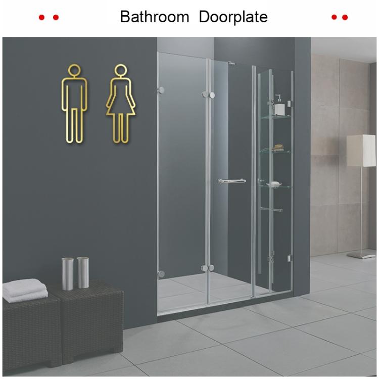 2 simboli in acrilico per WC, con retro adesivo, per porta del WC, per hotel, Toilet Sign(Black), Toilet Sign(Silver), Toilet Sign(Gold)