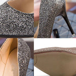 Scarpe da donna stiletto satinato con glitter 34-39