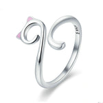 Anello Cat Love Girl Anello aperto in argento sterling S925, SCR341