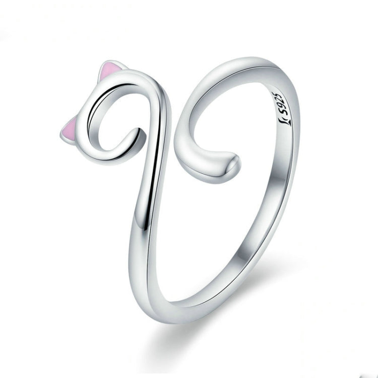 Anello Cat Love Girl Anello aperto in argento sterling S925, SCR341