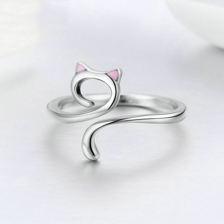 Anello Cat Love Girl Anello aperto in argento sterling S925, SCR341
