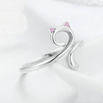 Anello Cat Love Girl Anello aperto in argento sterling S925, SCR341