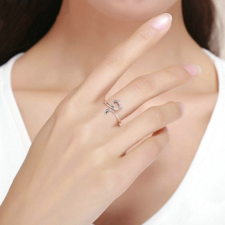 Anello Cat Love Girl Anello aperto in argento sterling S925, SCR341