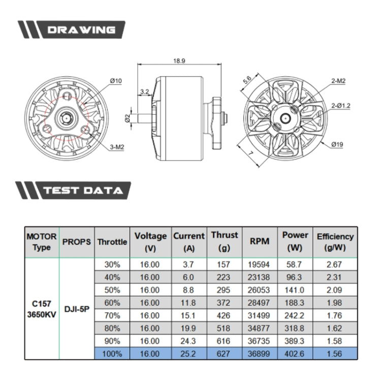 Per DJI FPV AVATA Drone C157 3650KV Motore più potente, C157 3650KV