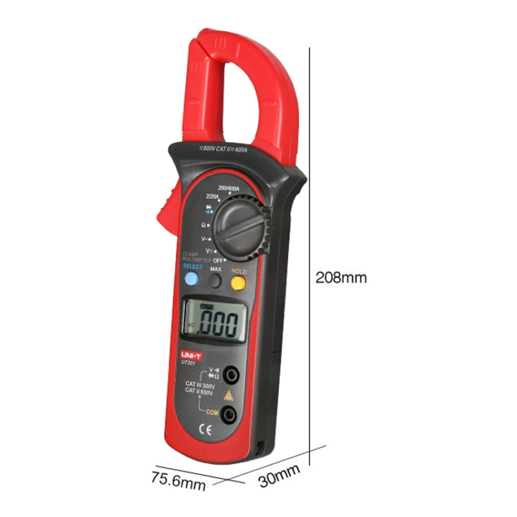 UNI-T UT201 Multimetro digitale a pinza 400A Rilevatore di tensione CA/CC, UT201 400A