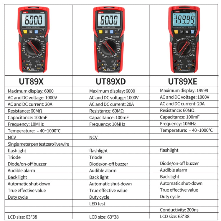 Multimetro digitale ad alta precisione Multimetro con display digitale, UNI-T UT89X, UNI-T UT89XD, UNI-T UT89XE