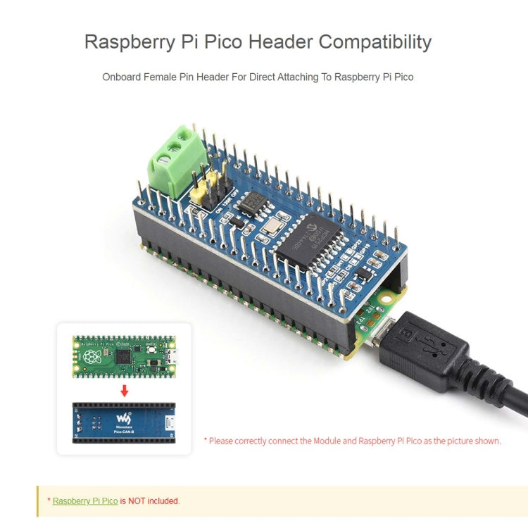 Waveshare per modulo CAN Bus Raspberry Pi Pico (B), abilitazione della comunicazione a lungo raggio tramite SPI, 23775, 23775