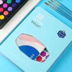 Set di strumenti per pittura dipinti a mano per principianti in scatola di latta portatile con pittura ad acquerello solida 36 in 1