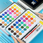 Set di strumenti per pittura dipinti a mano per principianti in scatola di latta portatile con pittura ad acquerello solida 36 in 1