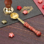Cucchiaio dosatore dedicato per cera da fusione in legno da 5 pezzi con sigillo retrò, Measuring Spoon