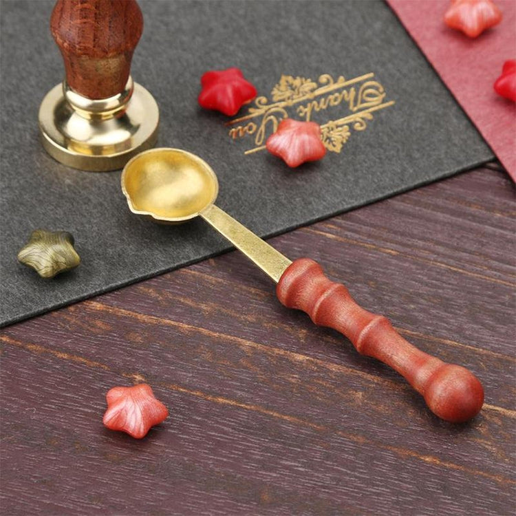 Cucchiaio dosatore dedicato per cera da fusione in legno da 5 pezzi con sigillo retrò, Measuring Spoon