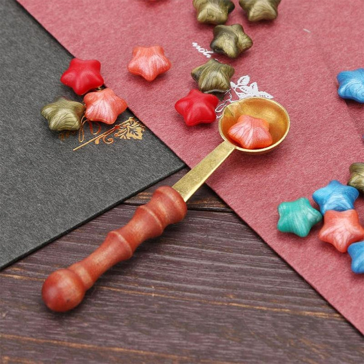 Cucchiaio dosatore dedicato per cera da fusione in legno da 5 pezzi con sigillo retrò, Measuring Spoon