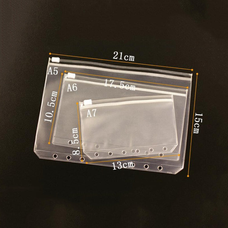 Borsa per banconote da 3 pezzi Borsa per biglietti da visita con bordo a strappo Tasca a fogli mobili con inserto in PVC con cerniera, A5 L, A6 M, A7 S