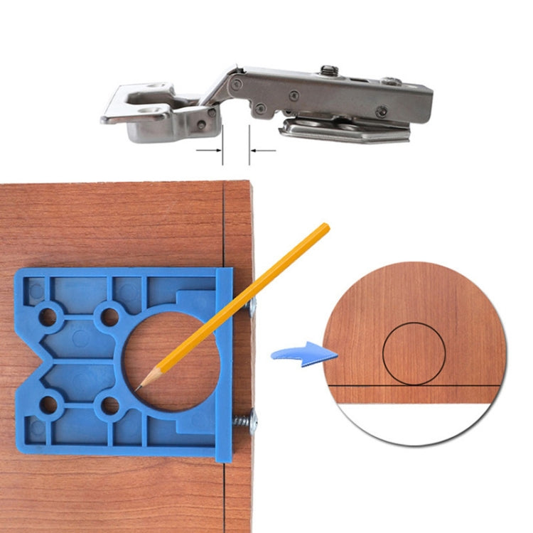 Strumento ausiliario per l'installazione di punzonatura del posizionatore della cerniera del pannello della porta di apertura della cerniera per la lavorazione del legno da 35 mm, Single, Single + Hole Opener, Single + Hole Opener+Pencil               ...