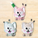 Scaffale per dentifricio per spazzolino da parete con aspirazione per cani cartone animato, dimensioni: 16x14x5 cm