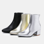 Stivali da donna bassi a punta con tacco quadrato glitter autunno inverno, 32, 33, 34, 35, 36, 37, 38, 39