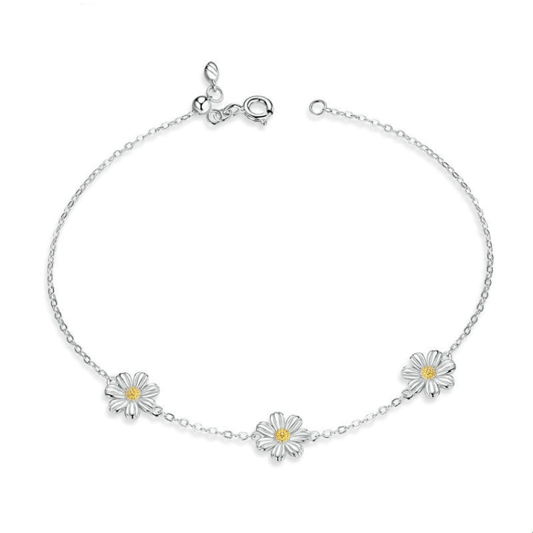 Bracciale in argento sterling placcato platino S925 con margherit