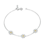 Bracciale in argento sterling placcato platino S925 Simpatico braccialetto con margherita, Daisy