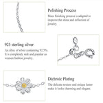 Bracciale in argento sterling placcato platino S925 Simpatico braccialetto con margherita, Daisy
