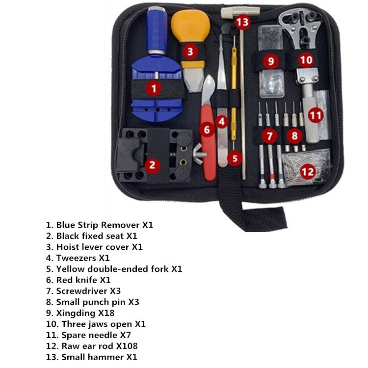 Set di strumenti per kit di riparazione per orologi da 147 in 1, 147 in 1
