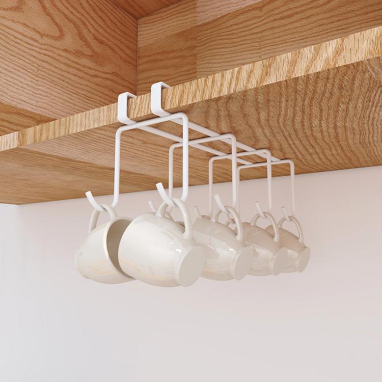 Portabicchieri divisorio sospeso senza chiodi Portaoggetti creativo per forniture da cucina, 8 Hooks, 6 Hooks