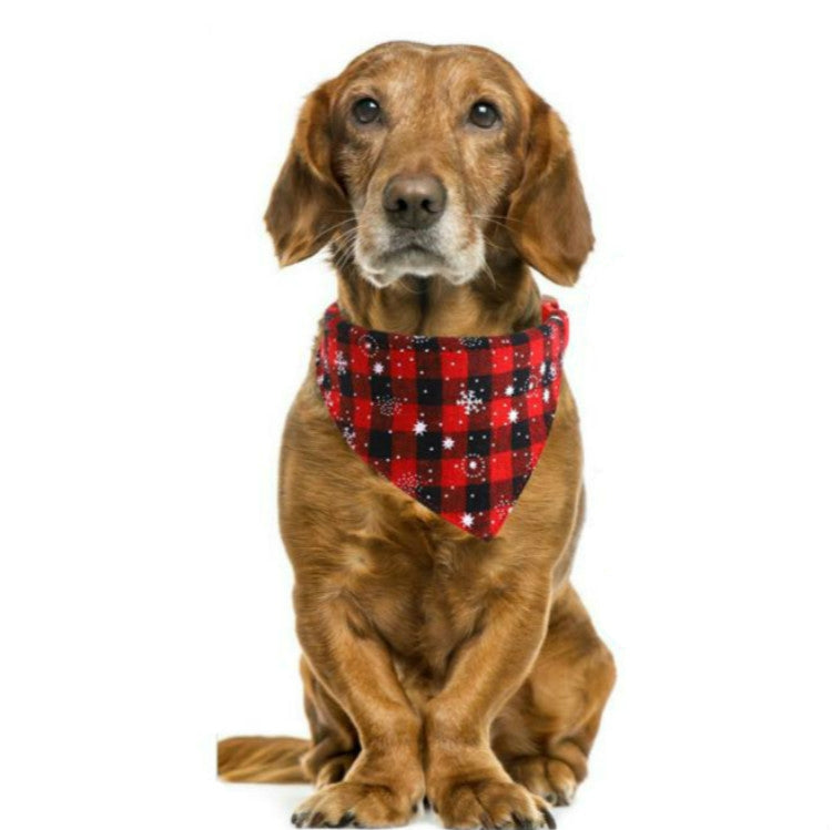 Asciugamano triangolare per animali domestici da 2 pezzi. Asciugamano per saliva per cani con fiocco di neve natalizio, S, L
