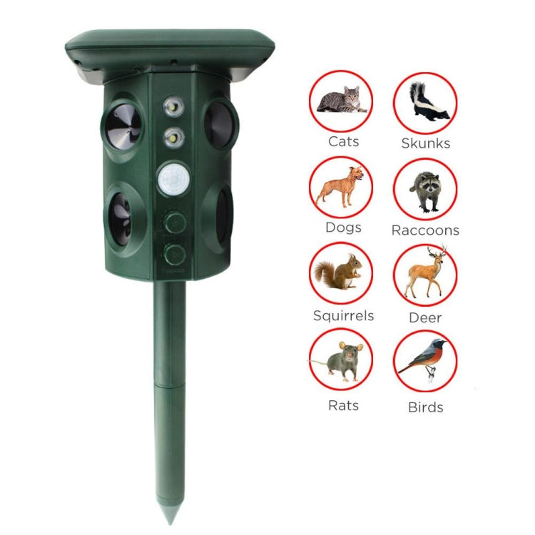 Repellente per serpenti multifunzionale con vibrazione ultrasonica, repellente per animali solari all'aperto, Solar Animal Repeller