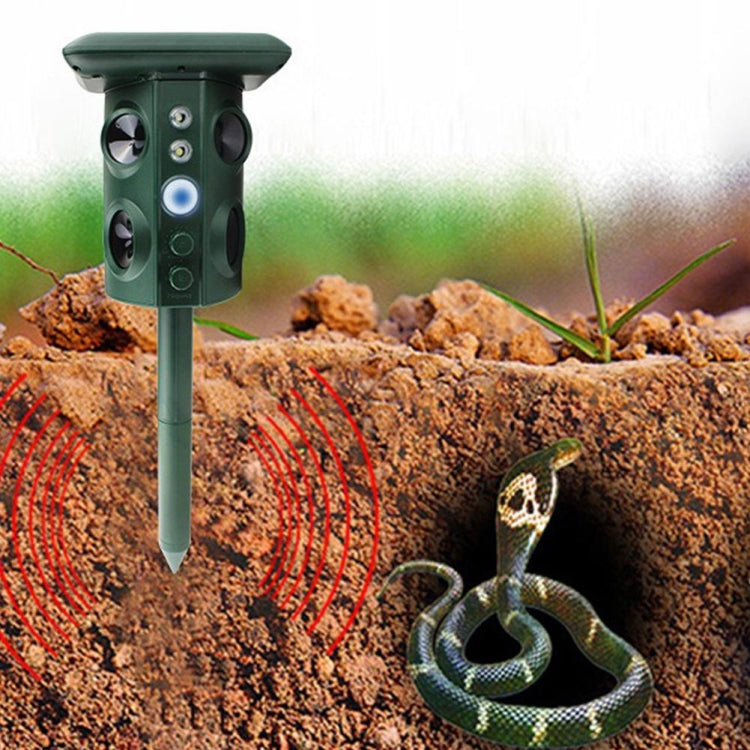 Repellente per serpenti multifunzionale con vibrazione ultrasonica, repellente per animali solari all'aperto, Solar Animal Repeller