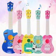 Piccolo strumento musicale di simulazione Mini quattro corde giocabile Ukulele Giocattolo musicale per l'educazione della prima infanzia, Pink Rabbit, Light Blue Zebra, Pink Giraffe, Yellow Dinosaur, Blue Bear