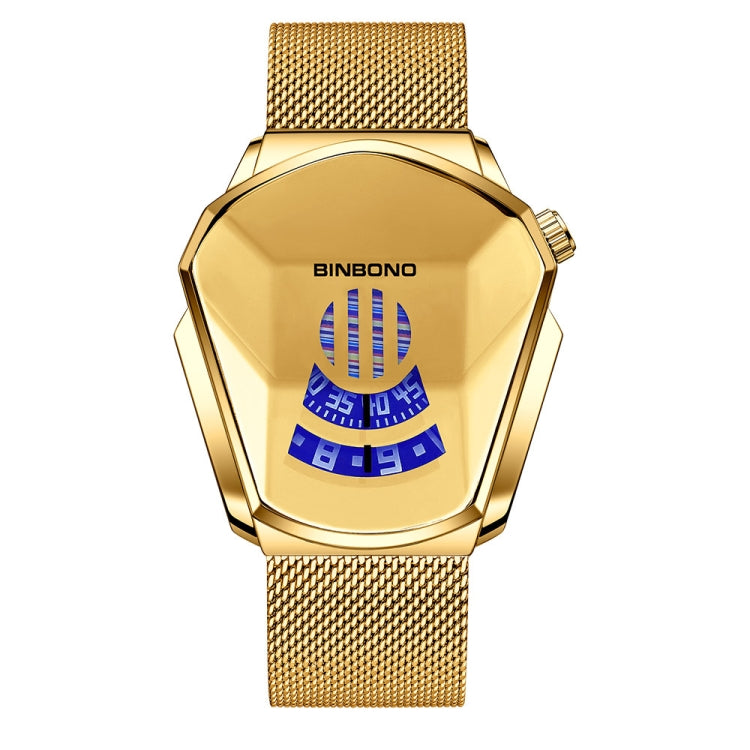 BINBOND Locomotive Concept Watch Orologio da uomo con tecnologia Live Black, Gold Net Belt Full Gold Blue Face, Gold Net Belt Full Gold Gold Face, Black Net Belt Black Steel Blue Face, Black Net Belt Black Steel White Face                              ...