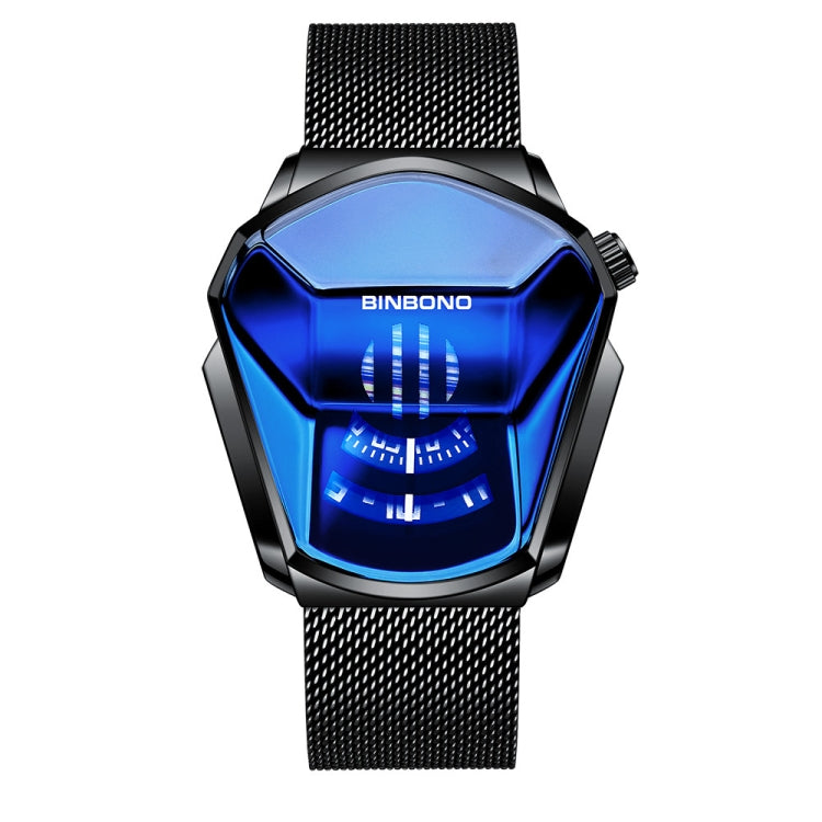 BINBOND Locomotive Concept Watch Orologio da uomo con tecnologia Live Black, Gold Net Belt Full Gold Blue Face, Gold Net Belt Full Gold Gold Face, Black Net Belt Black Steel Blue Face, Black Net Belt Black Steel White Face                              ...