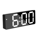 Sveglia da comodino con orologio LED a doppio scopo con batteria plug-in,, Rectangular Black Surface White Light