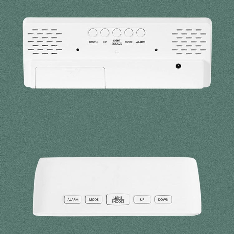 Sveglia da comodino con orologio LED a doppio scopo con batteria plug-in,, Rectangular Black Surface White Light