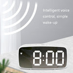 Sveglia da comodino con orologio LED a doppio scopo con batteria plug-in,, Rectangular Black Surface White Light
