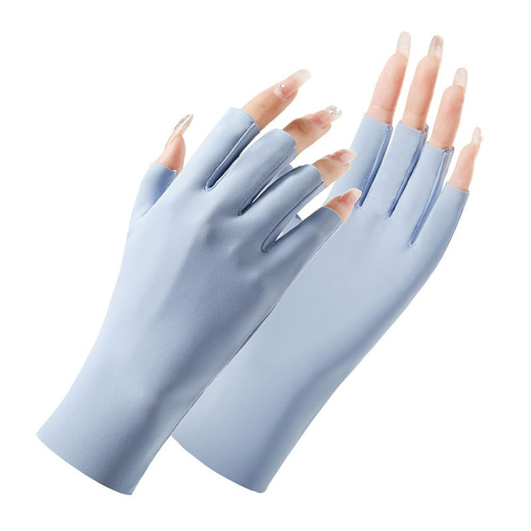 2 paia di guanti da donna per protezione solare, guanti in seta di ghiaccio con mezze dita, stile:, Cent Finger, Linked Finger
