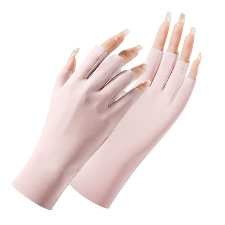2 paia di guanti da donna per protezione solare, guanti in seta di ghiaccio con mezze dita, stile:, Cent Finger, Linked Finger