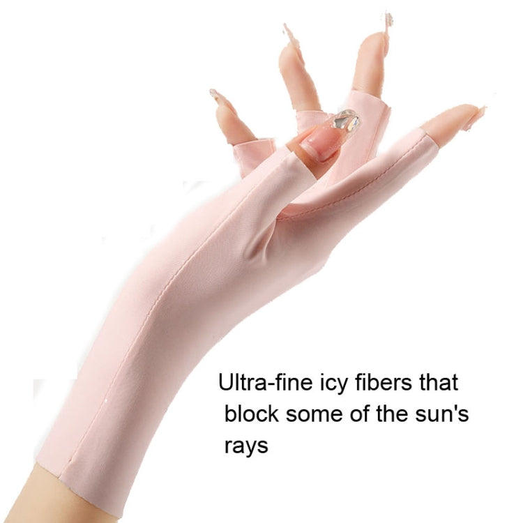 2 paia di guanti da donna per protezione solare, guanti in seta di ghiaccio con mezze dita, stile:, Cent Finger, Linked Finger