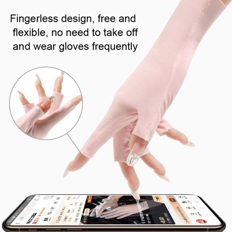 2 paia di guanti da donna per protezione solare, guanti in seta di ghiaccio con mezze dita, stile:, Cent Finger, Linked Finger