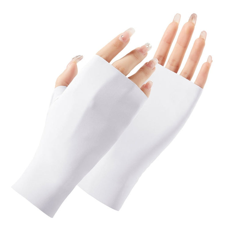 2 paia di guanti da donna per protezione solare, guanti in seta di ghiaccio con mezze dita, stile:, Cent Finger, Linked Finger