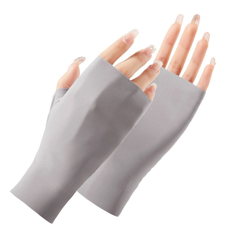 2 paia di guanti da donna per protezione solare, guanti in seta di ghiaccio con mezze dita, stile:, Cent Finger, Linked Finger